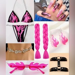 Hot Pink Fire & Lightning Festival Outfit